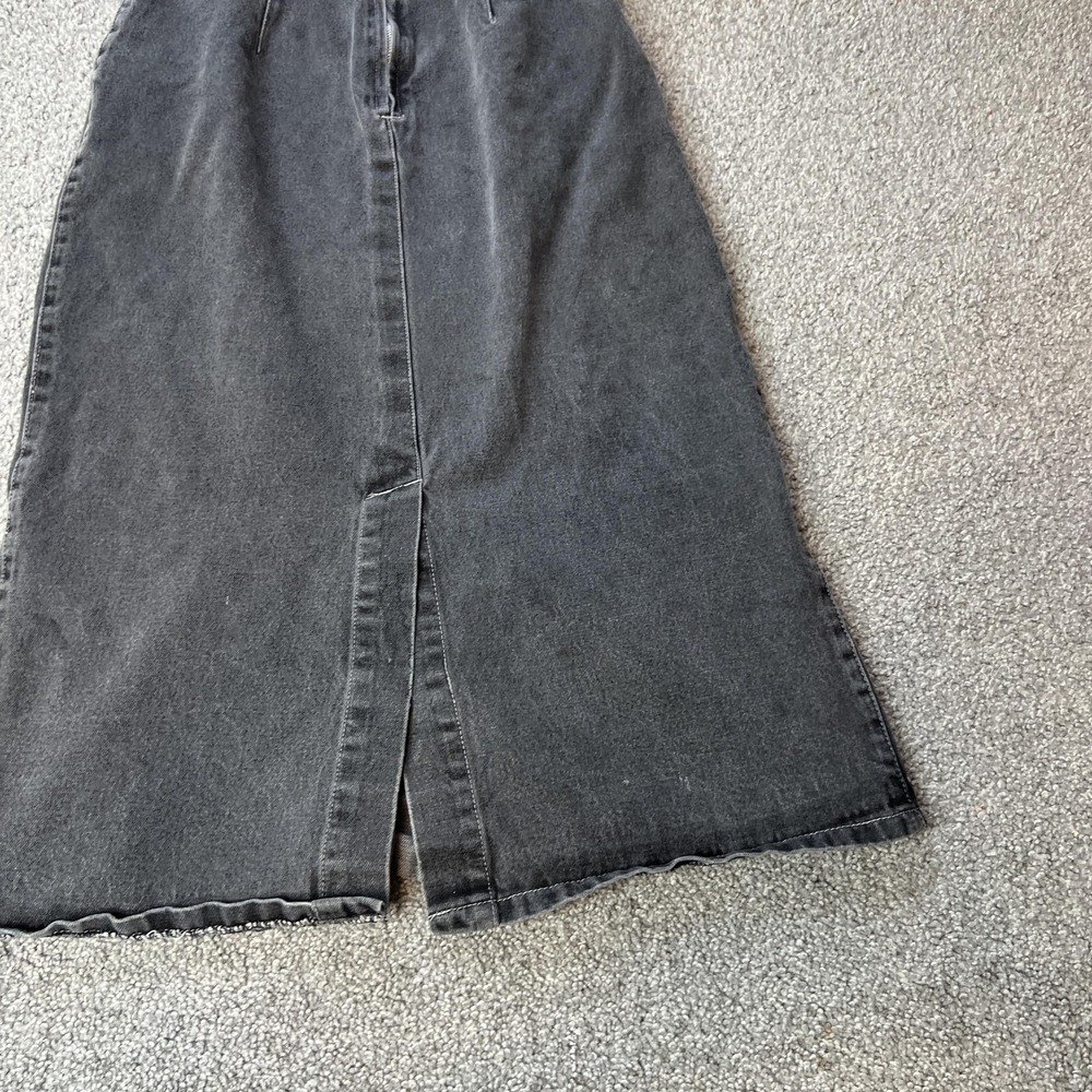 vtg‎ y2k denim Skirt Womens Size 9 Gray Trumpet Midi Front Slit fairycore goth - Picture 3 of 15